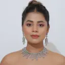 Silver American Diamond Necklace Set