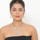 Double Layer Silver AD Necklace Set