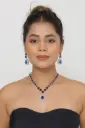 Silver Necklace Set with Blue Stones 